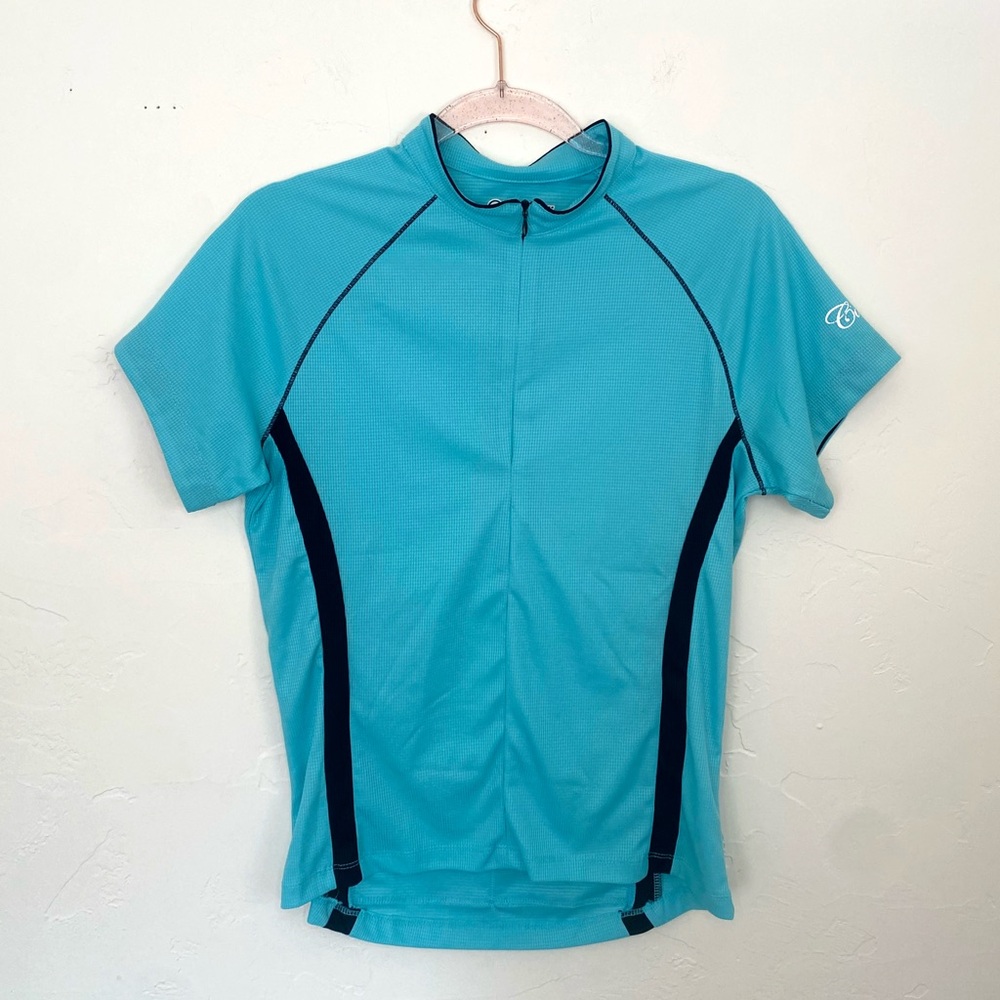 Canari L Performance Cycling Jersey Aqua Reflective Dark Trim Road Biking Shirt